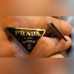Prada Gold and Silver Triangle Earrings